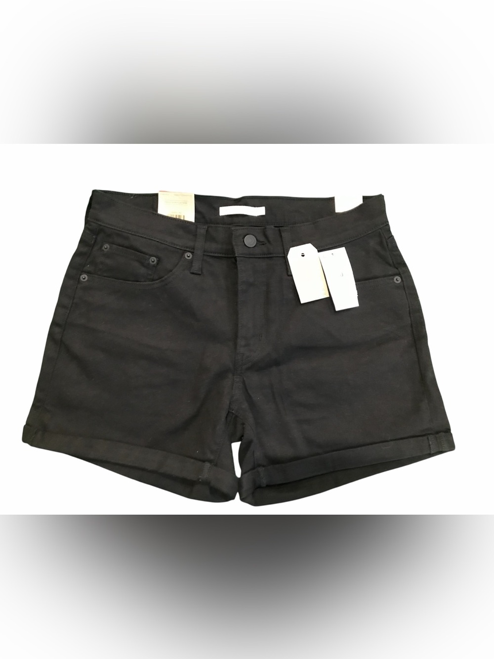 NWT Levi’s Women’s Mid-Length Denim Shorts Size 30 Black Mid Rise Cuffed